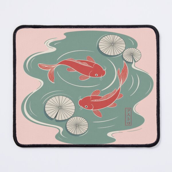 Item preview, two vibrant red koi fish swimming in a serene turquoise pond designed and sold by 123ks.