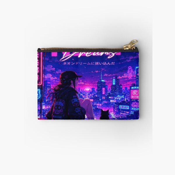 Item preview, Ciudad de ensueño neón | Paisaje nocturno con estética anime cyberpunk lo-fi designed and sold by UnknownFrame.
