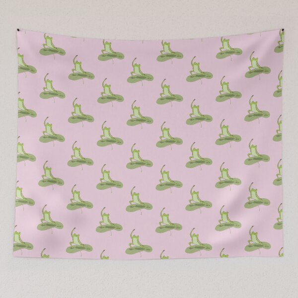Item preview, Yoga Frog on Lotus Leaf – Cute Kawaii Frog Meditation Illustration designed and sold by anyramagic.