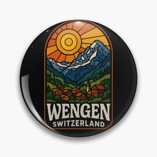 Item preview, Wengen Switzerland Alps Stained Glass Art Travel designed and sold by TomFrontierArt.