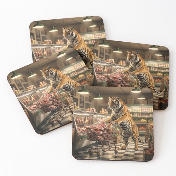 Item preview, Hungry Tiger Visits the Butcher's Counter designed and sold by Tridentulus.