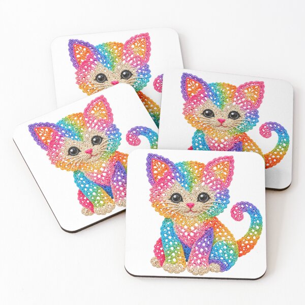 Item preview, Crochet-Style Rainbow Colors Kitten Cat Print Shapes Mania designed and sold by Shapes-Mania.