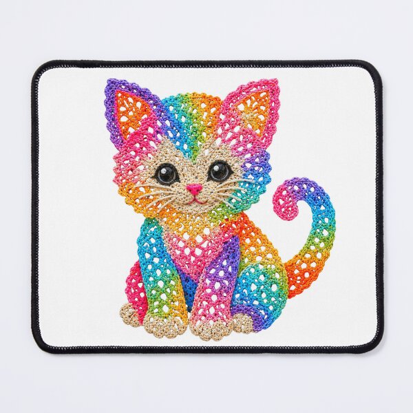 Item preview, Crochet-Style Rainbow Colors Kitten Cat Print Shapes Mania designed and sold by Shapes-Mania.