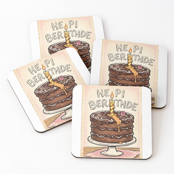 Item preview, Hepi Berthde Vintage Hand-drawn Birthday Cake designed and sold by DuckOddity.