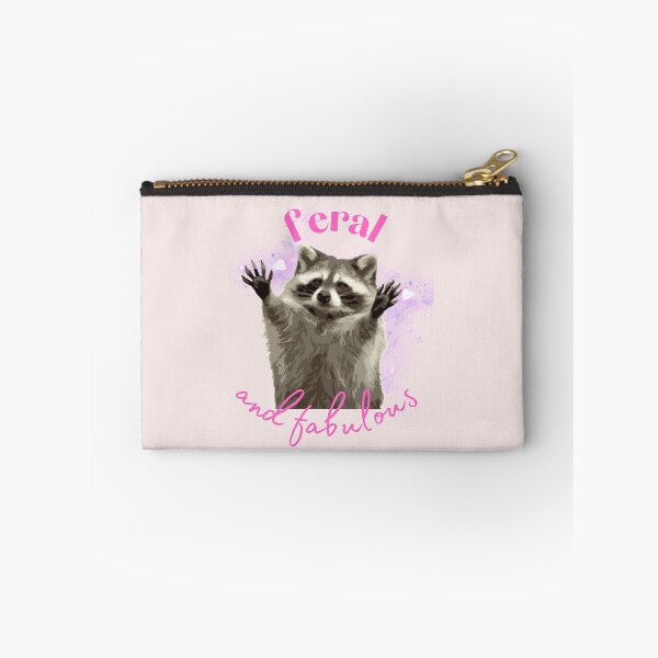 Item preview, Feral and fabulous raccoon zippered pouch designed and sold by maxiemadedesigns.