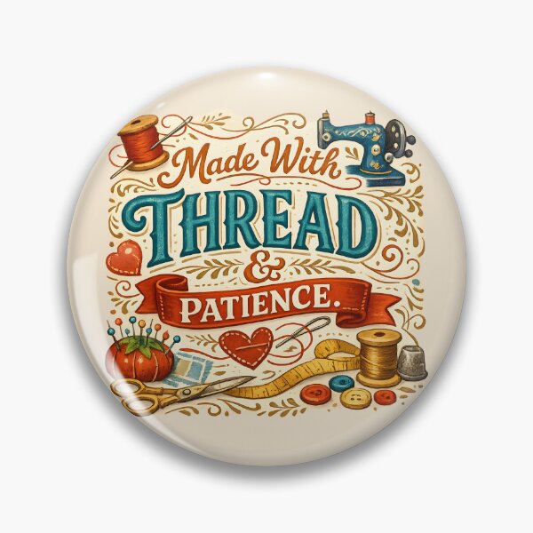 Item preview, Made With Thread & Patience – Vintage Sewing Craft Design designed and sold by blankTeeShirt.