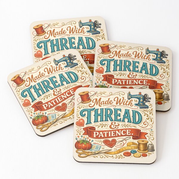 Item preview, Made With Thread & Patience – Vintage Sewing Craft Design designed and sold by blankTeeShirt.