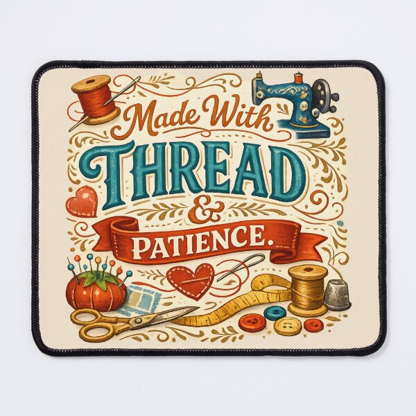 Item preview, Made With Thread & Patience – Vintage Sewing Craft Design designed and sold by blankTeeShirt.