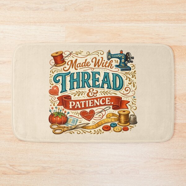 Item preview, Made With Thread & Patience – Vintage Sewing Craft Design designed and sold by blankTeeShirt.