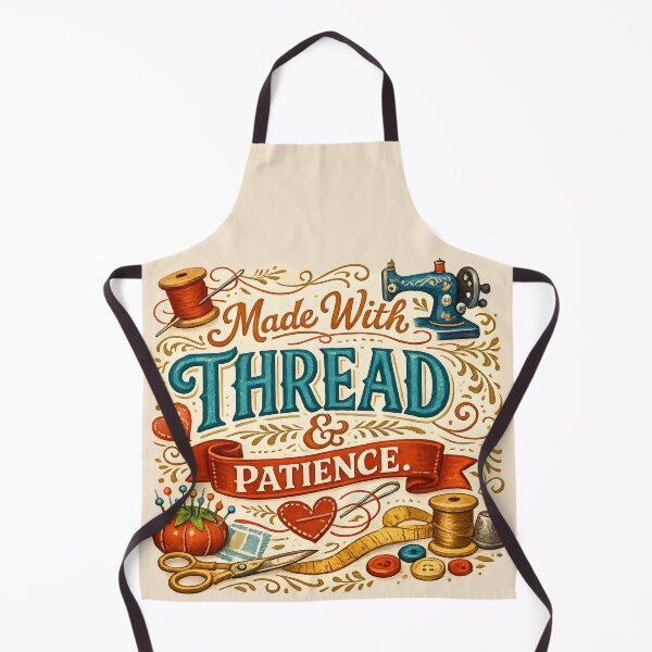 Item preview, Made With Thread & Patience – Vintage Sewing Craft Design designed and sold by blankTeeShirt.