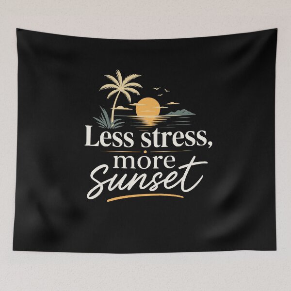Item preview, Less stress, more sunset. designed and sold by FreshPixelArt.