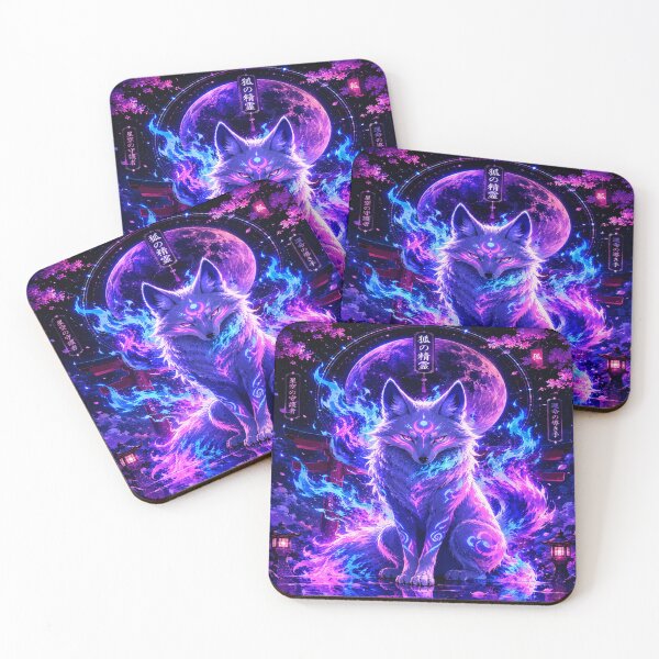 Item preview, Cosmic Fox Spirit | Neon Kitsune Anime Fantasy Art designed and sold by UnknownFrame.