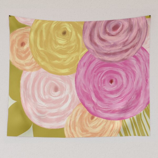 Item preview, Abstract Flowers Pink and Green designed and sold by Sweet Sketches.