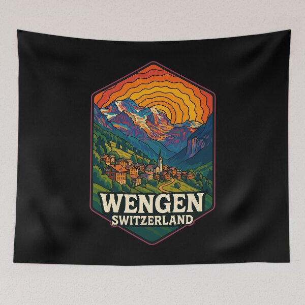 Item preview, Wengen Switzerland Alps Trippy Art designed and sold by TomFrontierArt.