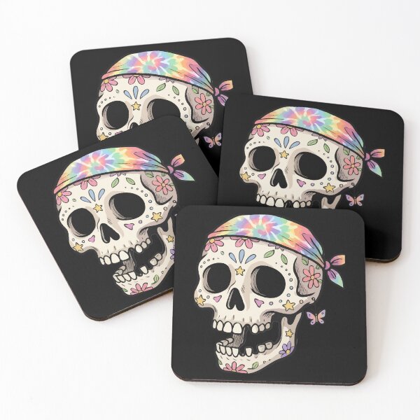 Item preview, Festive Tie-Dye Bandana Floral Skull designed and sold by Emegan Print Art.