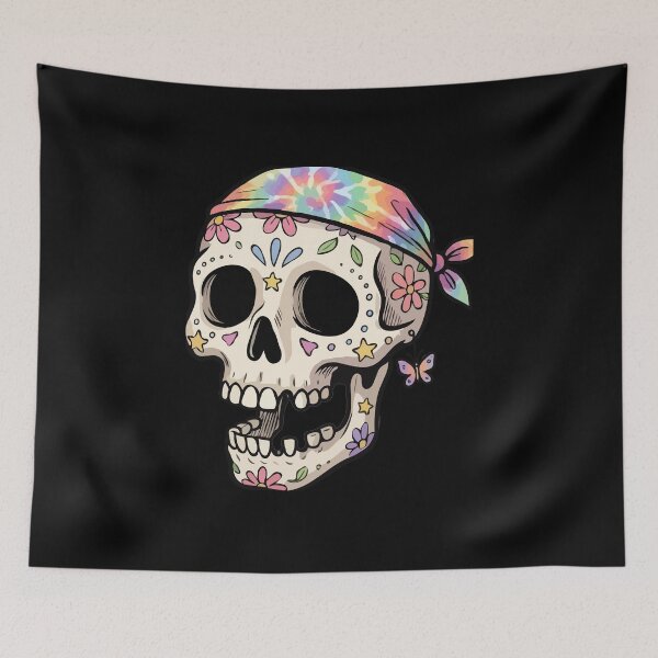 Item preview, Festive Tie-Dye Bandana Floral Skull designed and sold by Emegan Print Art.