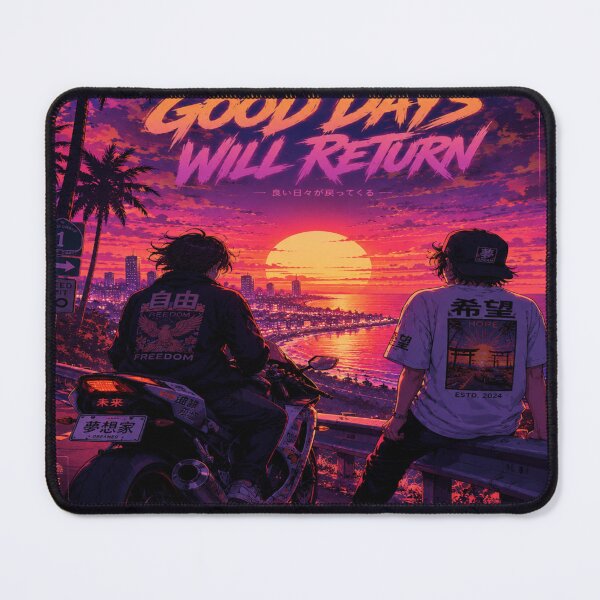 Item preview, Sunset Drift Duo | Retro Anime Sunset Aesthetic Ride designed and sold by UnknownFrame.