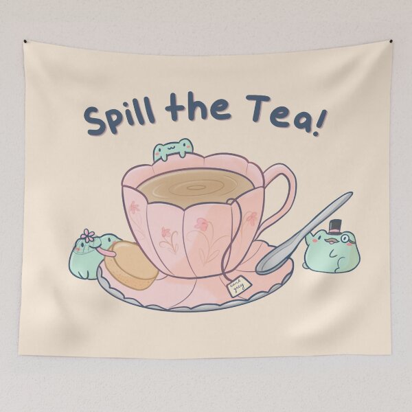 Item preview, Spill the Tea! - Cute Dapper Frogs with Tea Cup designed and sold by ShyHomebodyClub.