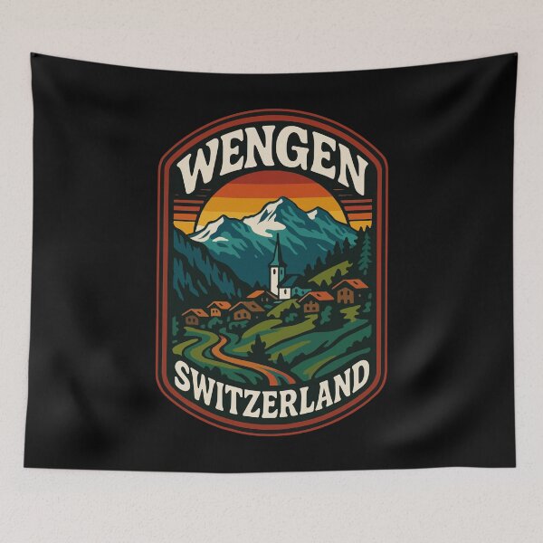 Item preview, Wengen Switzerland Alps Retro Vintage designed and sold by TomFrontierArt.