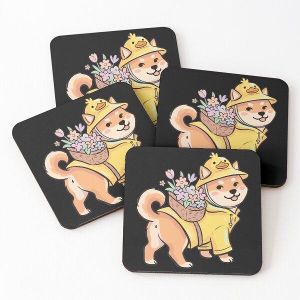 Item preview, Gilded Raincoat Shiba with Floral Pannier designed and sold by Emegan Print Art.