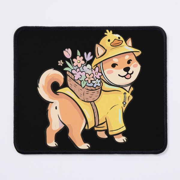 Item preview, Gilded Raincoat Shiba with Floral Pannier designed and sold by Emegan Print Art.