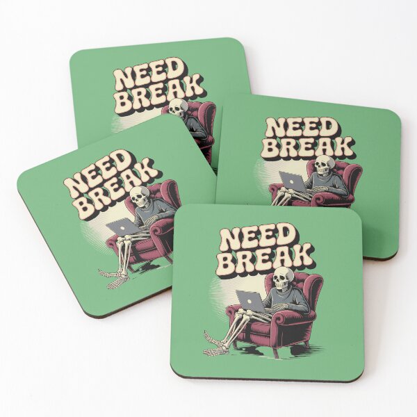 Item preview, Need Break Funny Skeleton Programmer Retro Work From Home Design designed and sold by Raw Tigers.