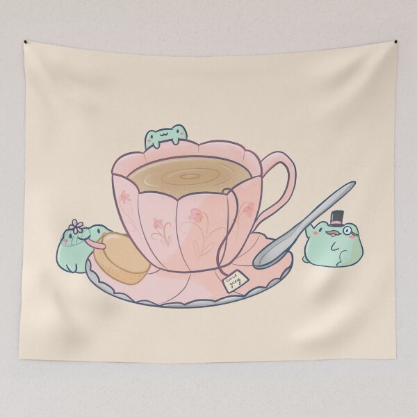Item preview, Dapper Frog Tea Party - Cute Frogs with Tea Cup designed and sold by ShyHomebodyClub.
