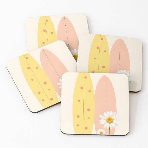 Item preview, Pastel Surf Vibes – Pink & Yellow Surfboards with Daisy designed and sold by PeacefulD-signs.