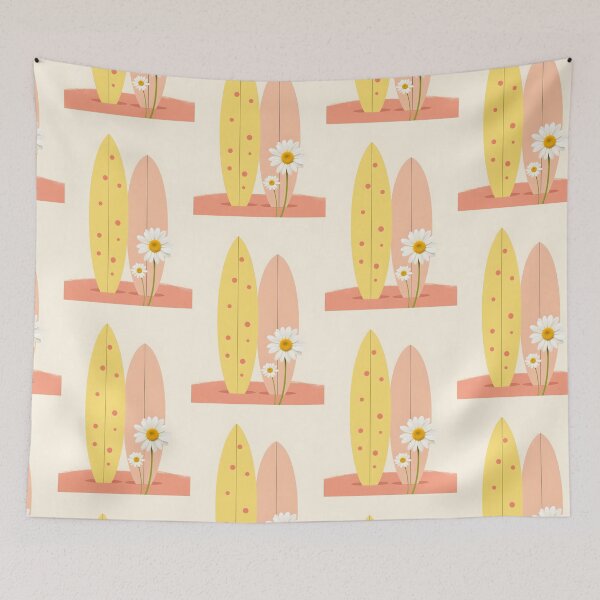 Item preview, Pastel Surf Vibes – Pink & Yellow Surfboards with Daisy designed and sold by PeacefulD-signs.