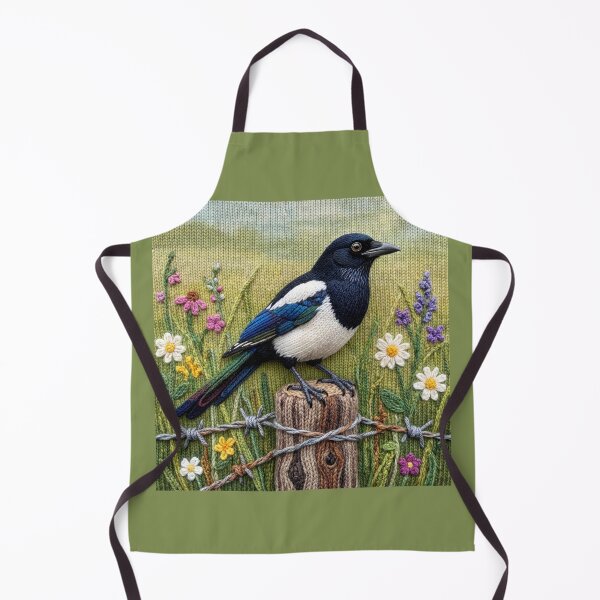 Item preview, Yarn Magpie Perches on Yarn Fence Post designed and sold by Tridentulus.