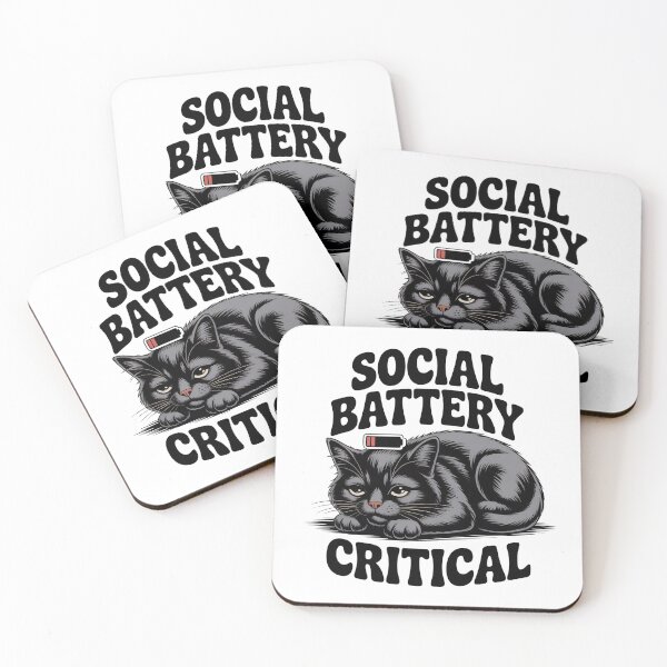 Item preview, Social Battery Critical Black Cat designed and sold by PrintologyAura.