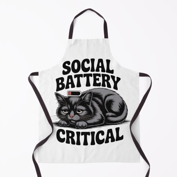 Item preview, Social Battery Critical Black Cat designed and sold by PrintologyAura.