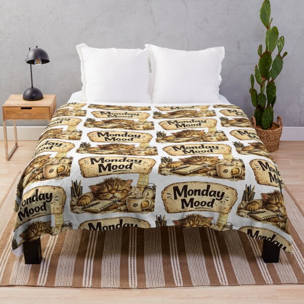 Item preview, Monday Mood Cat – Funny Tired Cat Coffee Lover Vintage Design designed and sold by Clothes With Smiling Animals Walt Gral.