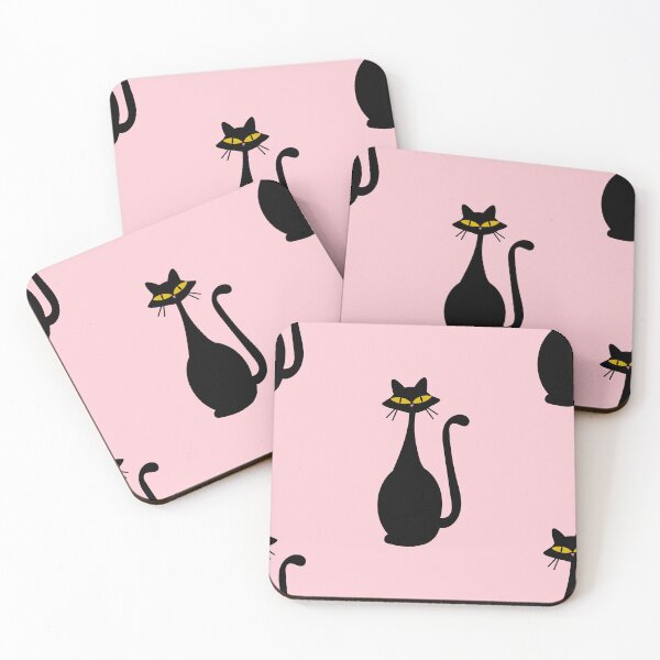 Item preview, Black Cat on Pink Background designed and sold by Sweet Sketches.
