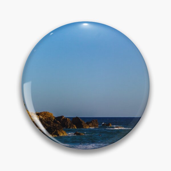 Item preview, Panoramic Rocky Beach and Cliff Coastline With Blue Sea Waves Under Clear Sunny Sky designed and sold by Nmallia.