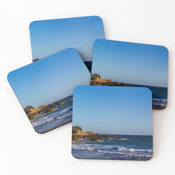 Item preview, Panoramic Rocky Beach and Cliff Coastline With Blue Sea Waves Under Clear Sunny Sky designed and sold by Nmallia.