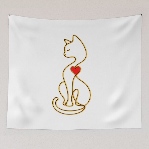 Item preview, Heartline Cat - minimalist design designed and sold by MarekoraStudio.