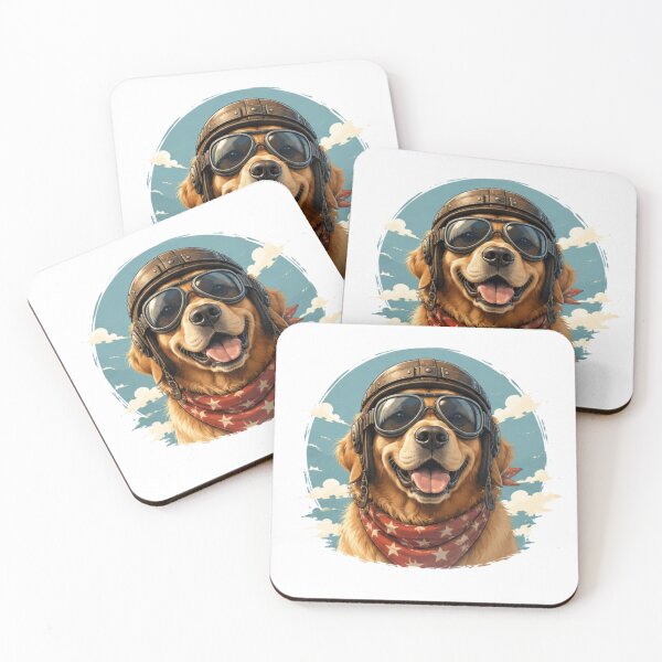 Item preview, Adventure Pilot Golden Retriever | Vintage Aviator Dog Artwork designed and sold by PoojaArtLab.