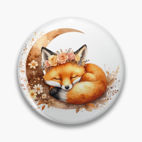 Item preview, Sleeping Fox Moon Watercolor Illustration designed and sold by Rutvain.