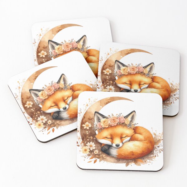 Item preview, Sleeping Fox Moon Watercolor Illustration designed and sold by Rutvain.