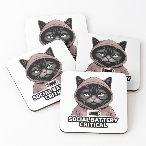 Item preview, Social Battery Critical Black Cat designed and sold by PrintologyAura.