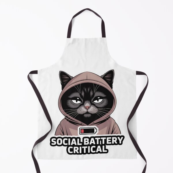 Item preview, Social Battery Critical Black Cat designed and sold by PrintologyAura.