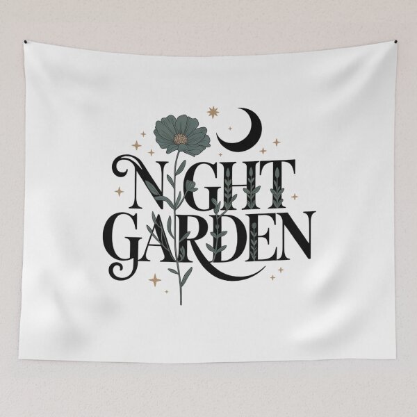 Item preview, Night Garden Celestial Botanical Typography Design designed and sold by FusiTink.