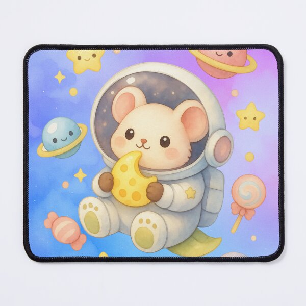 Item preview, Cute Mouse Astronaut Holding Cheese Moon – Kawaii Pastel Space Galaxy Art designed and sold by p-frosty-design.