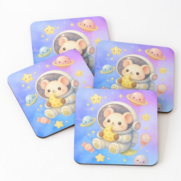 Item preview, Cute Mouse Astronaut Holding Cheese Moon – Kawaii Pastel Space Galaxy Art designed and sold by p-frosty-design.