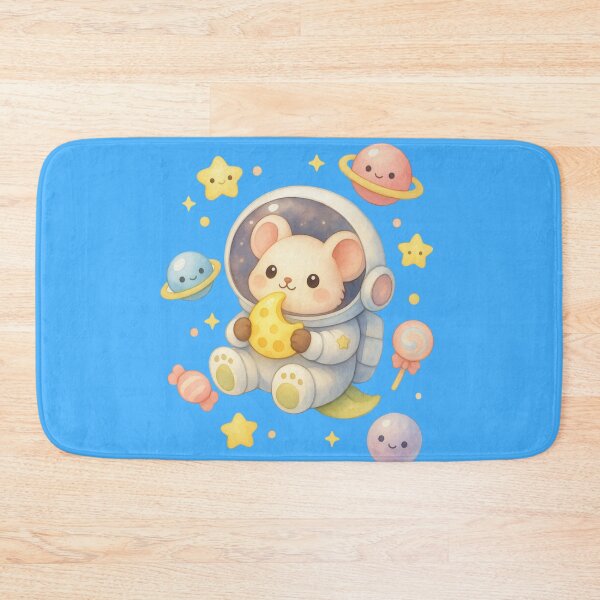 Item preview, Cute Mouse Astronaut Holding Cheese Moon – Kawaii Pastel Space Galaxy Art designed and sold by p-frosty-design.