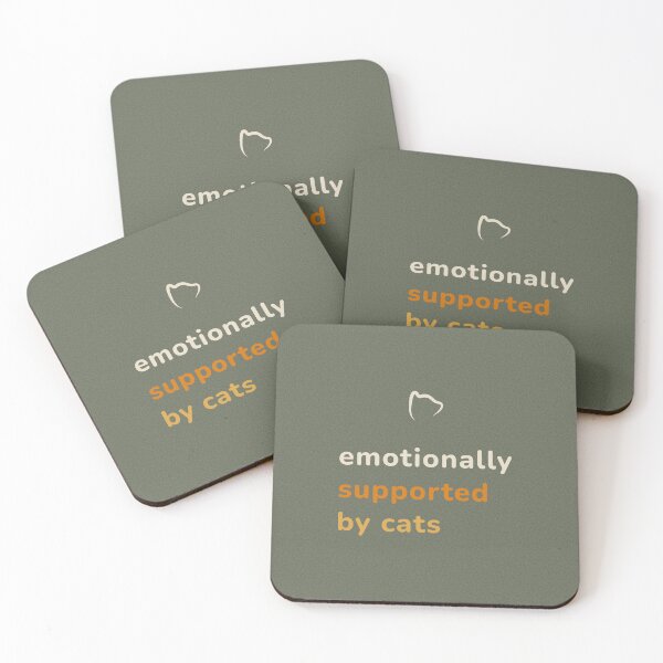 Item preview, Emotionally Supported by Cats — Cozy Olive Cat Quote Print designed and sold by MyFotodrive.