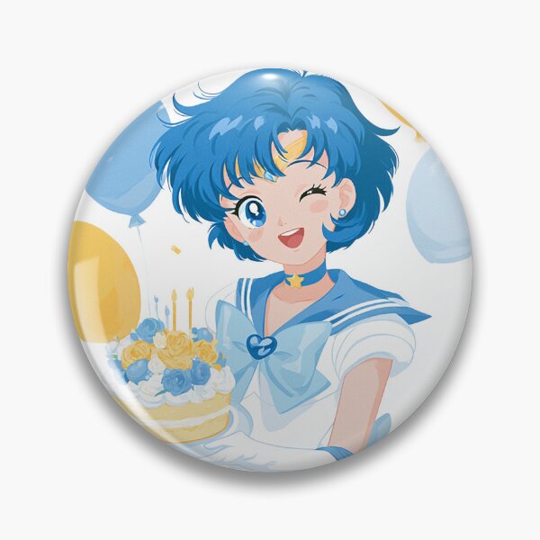 Item preview, Sailor Mercury birthday cake party card designed and sold by spiritedmuse.