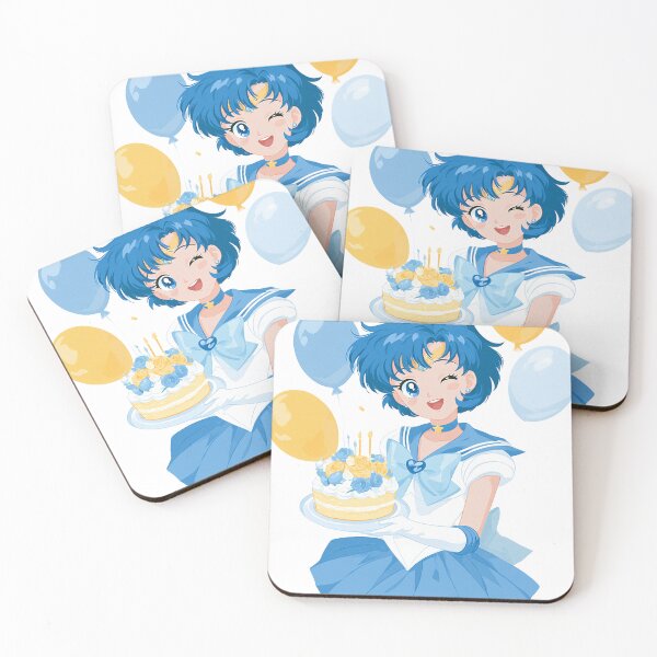 Item preview, Sailor Mercury birthday cake party card designed and sold by spiritedmuse.