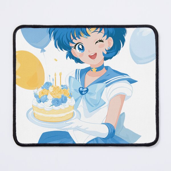 Item preview, Sailor Mercury birthday cake party card designed and sold by spiritedmuse.